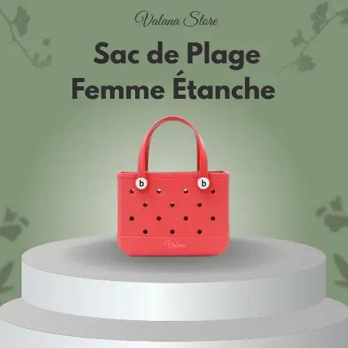Sac de plage femme étanche rouge, cabas d’été, accessoire coloré pour sorties plage ou piscine