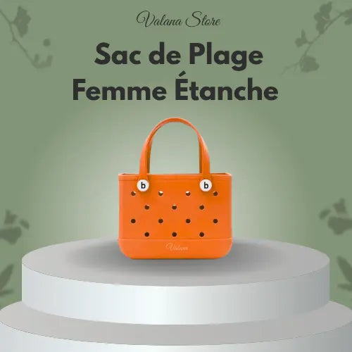 Sac de plage femme étanche orange, grand cabas, simple et de qualité pour vacances à la plage