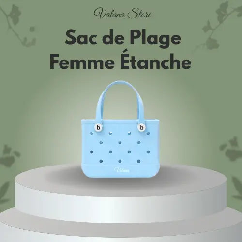 Sac de plage femme étanche bleu, grand cabas, style et praticité pour vacances à la plage