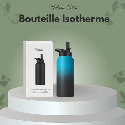 Bouteille isotherme 1 litre bleue, gourde de voyage, maintien température optimale été comme hiver