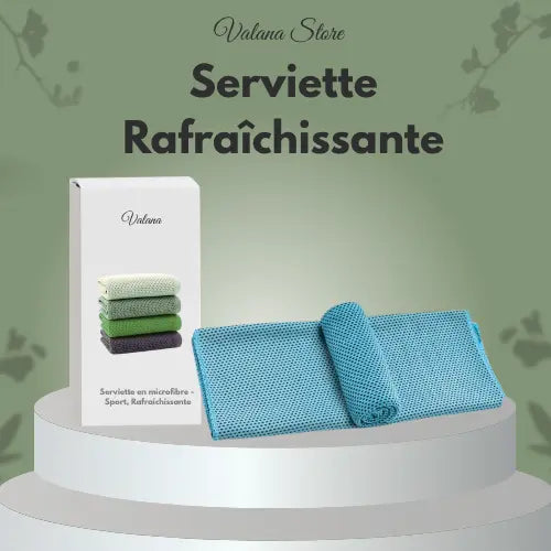 Serviette rafraîchissante bleue, idéale pour l’été, séchage rapide et sensation de fraîcheur