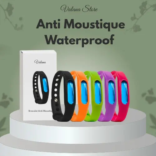 Bracelet anti moustique waterproof noir, protection naturelle, bracelet répulsif durable pour l’été