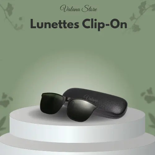 Lunettes clip-on polarisées noires, vision nocturne, filtre UV, accessoire homme pratique et élégant