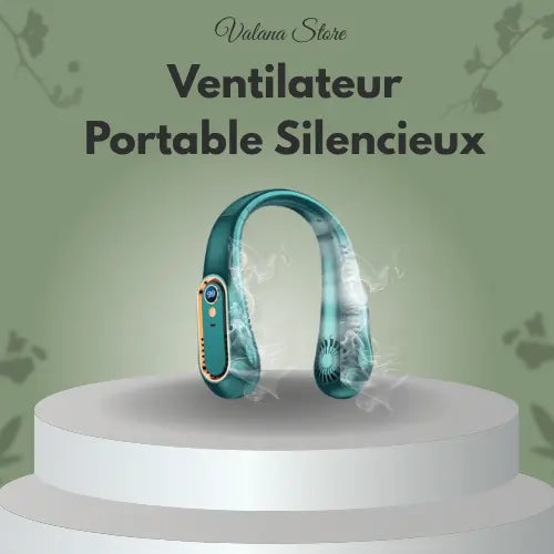 Ventilateur de cou silencieux vert, portable et léger, ventilateur de cou pratique pour la chaleur