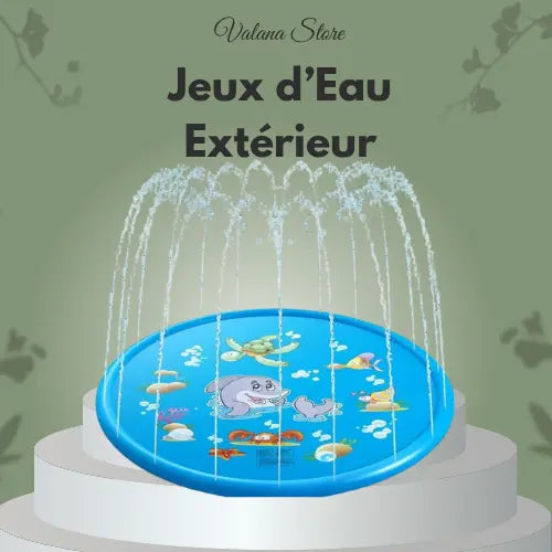 Jeux d’eau extérieur bleus, tapis gonflable, jeux aquatiques rafraîchissants pour la plage ou le jardin